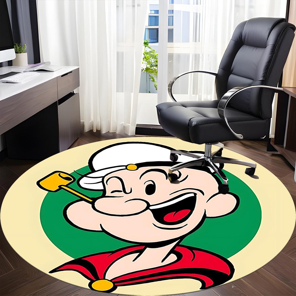 1pc Popeye Sailor Office Round Area Rug, Under Office Chairs Bedroom Living Room Home Decor, Room Deco