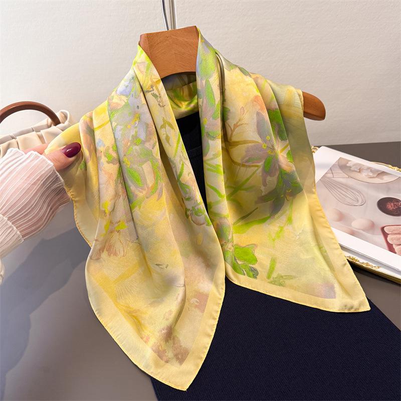 New Silk Scarf Neckerchief Women's Silk Square Scarf Luxury Summer Headband Lady Designer Silk Head Scarf Hair Band Tie Ribbon