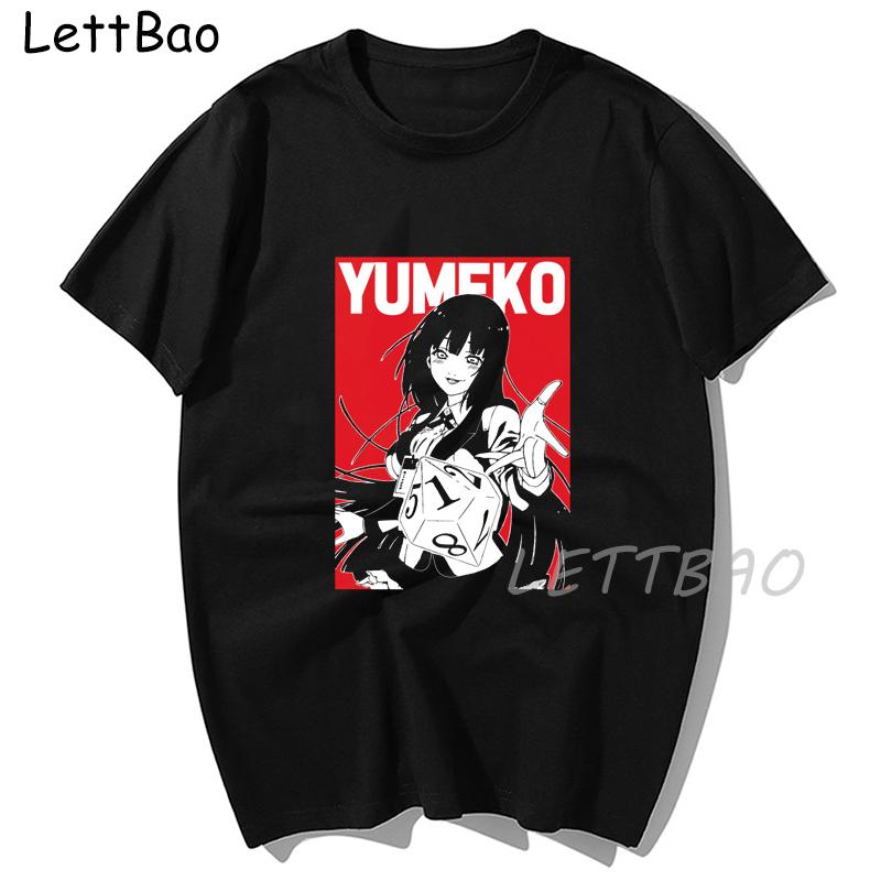 High Quality O Neck Cotton Topstees Yumeko Jabami Kakegurui Compulsive Gambler T Shirt Summer Japanese Anime