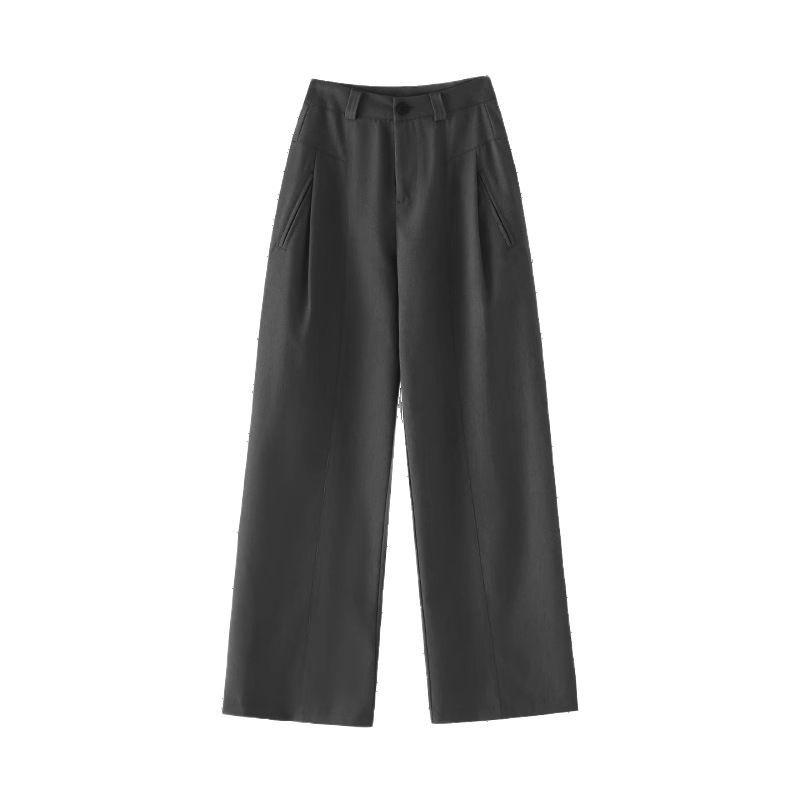 White Suit Pants Women's Spring and Autumn New High Waist Drape Thin Narrow Version Casual High-end Straight Wide-leg Pants