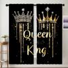 2 Pieces of Golden Crown Printed Curtains, Pole Bag Curtains 42*84, Home Decoration, Room Decoration