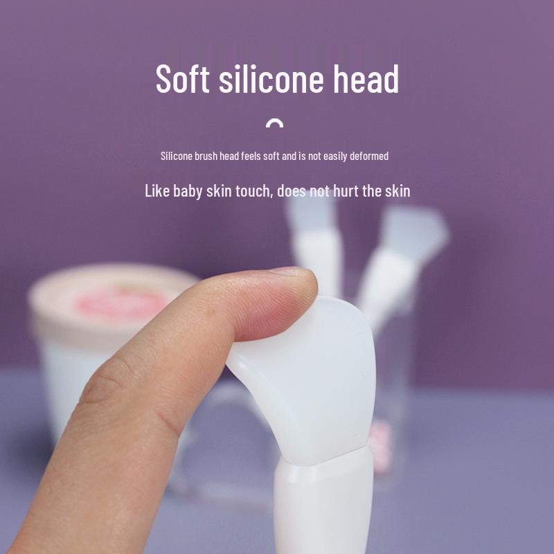 Dual-Headed Silicone Mask Brush & Spoon - Fishtail Design for Facial Application