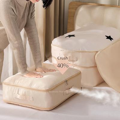 Ultra Space Saving Self Compression Organizer Compression Duvet Storage Bag Big Capacity Closet Cabinet Organizer Storage Pouch