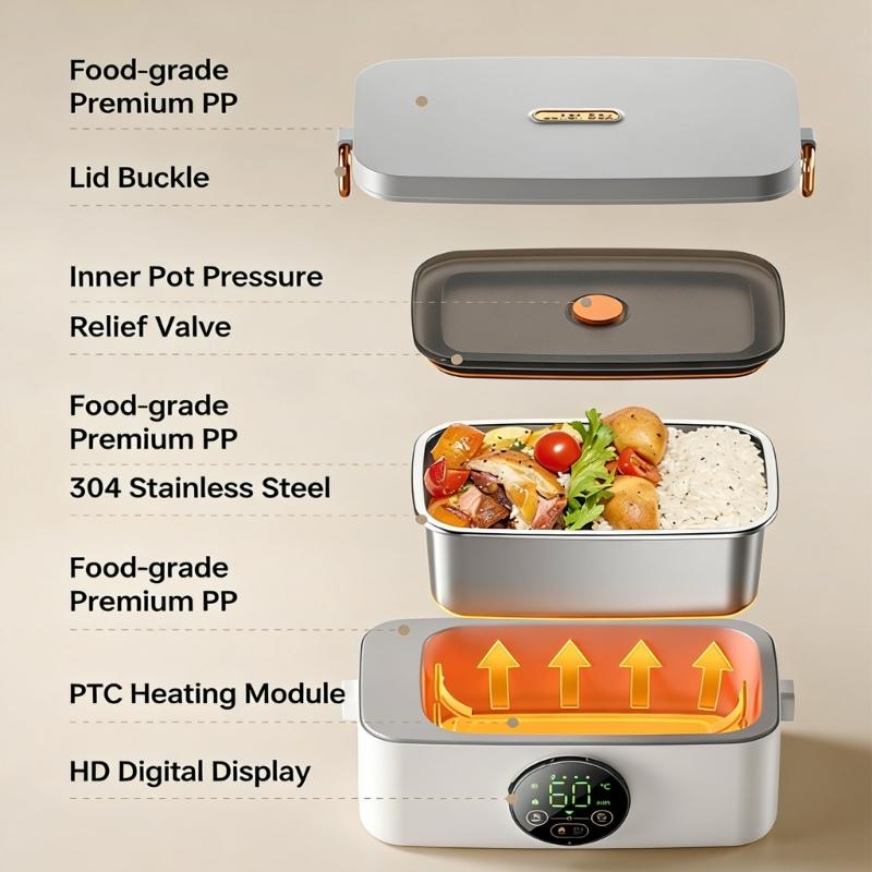 Rechargeable Hot Meal Container Intelligent Temperature Regulation Fast Heating Meal Container For Various Occasion