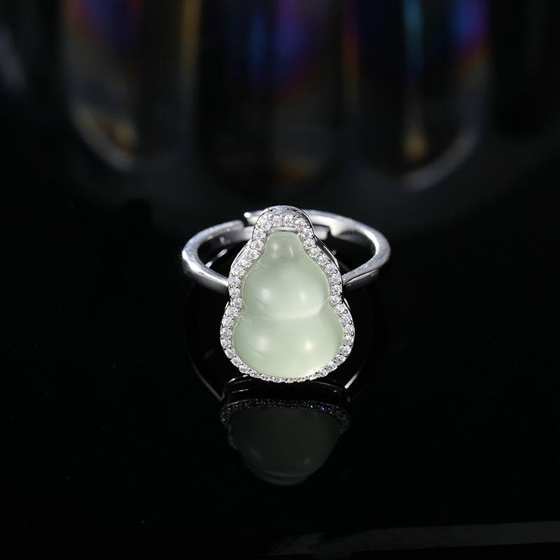 

Имитация нефритовой тыквы, серьги-гвоздики Fulu, нишевые высококачественные серьги с микроинкрустацией, комплект из открытого кольца и браслета