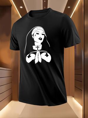 Nun Silhouette Grafikdruck T-Shirt - Atmungsaktiv Leichtwei...