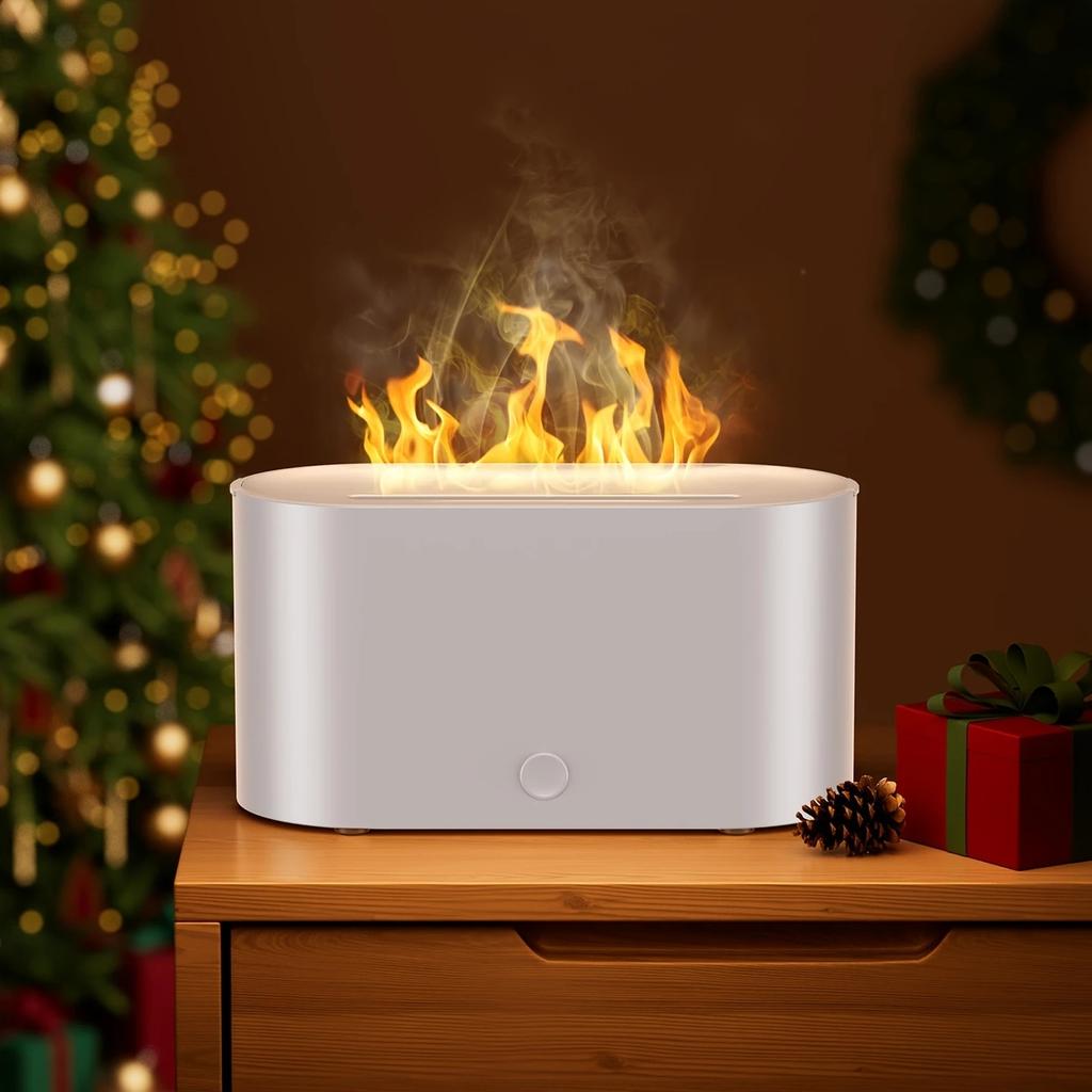 Simulated Seven-color Gradient Creative Home Ultrasonic Aromatherapy Machine Minimalist Flame Humidifier Type-C