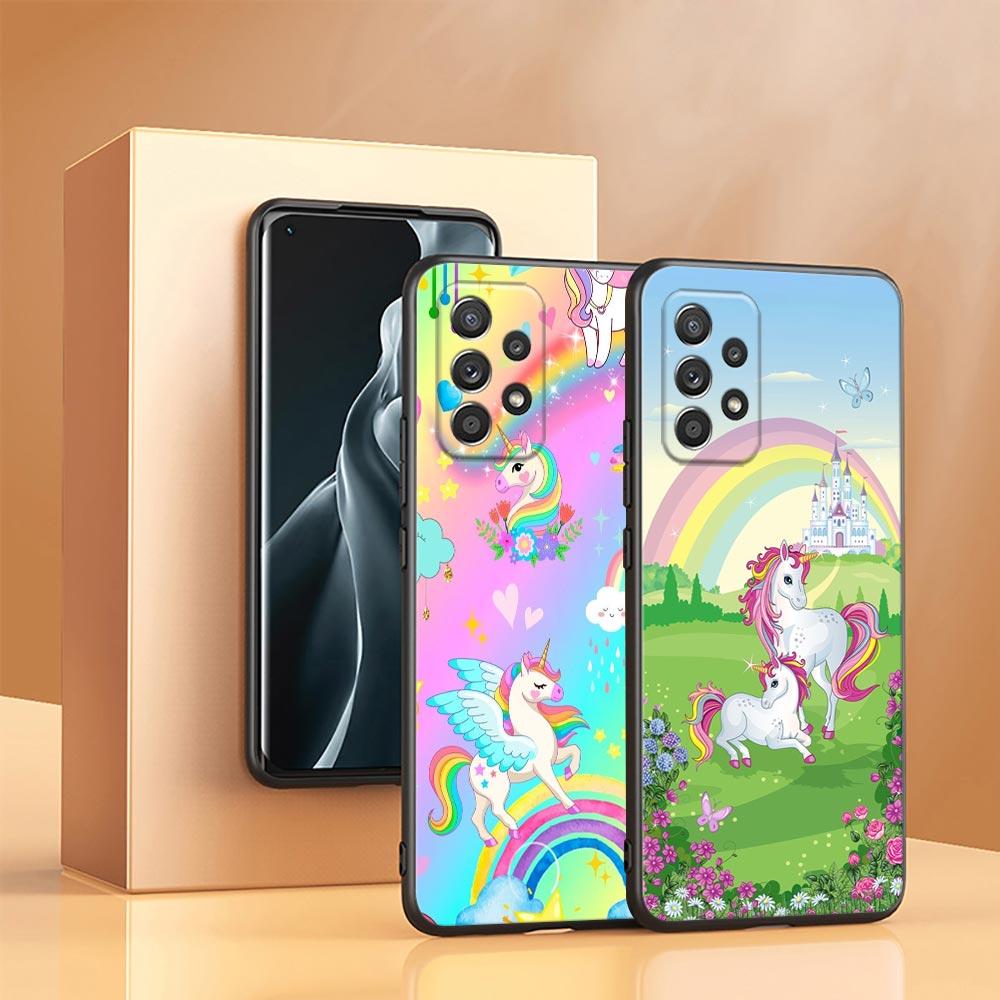 Cute Cartoon Rainbow Unicorn Case For Samsung Galaxy A23 5G Cases A13 4G A24 A23 A12 A14 A21s A22 A01 A03 A04 S Soft Phone Cover