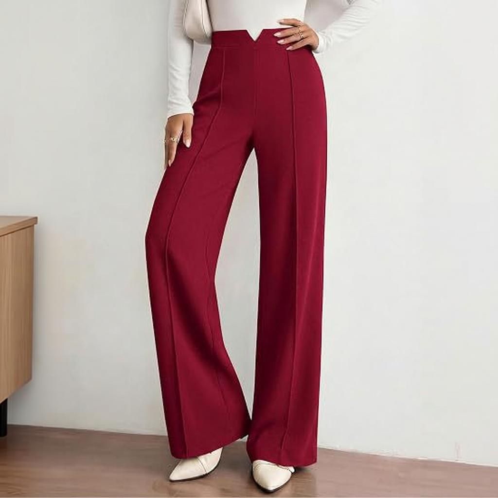 Women's High Waist Casual Color Wide Leg Dress Pants with Loose Fit