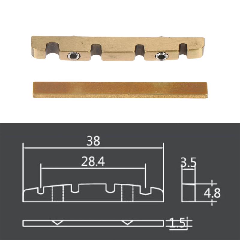 1Set Adjustable Bell Brass Bass Bridge Nut Guitar 38Mm For 4 String Bass Guitar Piano Pillow Accessories