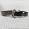 Rivet Waist Belt with Diamond Pin Buckle for Adult Personality PU Waist Belts for Women Coat Dress Adjustable Length