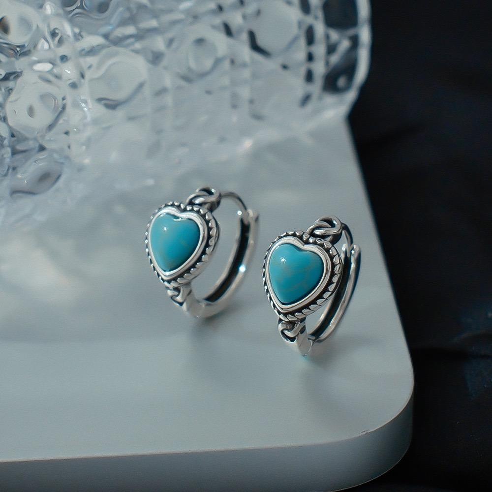 925 Sterling Silver Earrings For Women Trendy Geometric Blue Stone Earring Jewelry Prevent Allergy Party Gift Accessories
