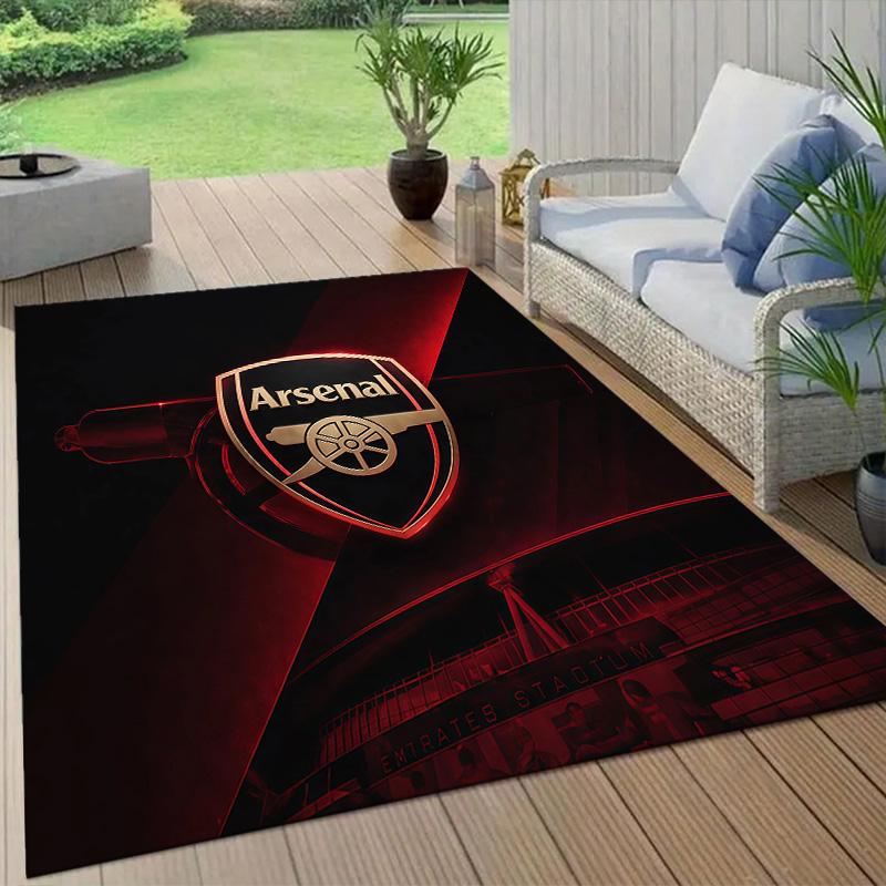 Arsenal Football Club Flanellmuster Quadratischer Teppich, Läufer, Teppich für Wohnzimmer Schlafzimmer Sofa Spielzimmer Dekor, Rutschfeste Fußmatte