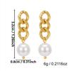Classic French Style Imitation Pearl Drop Earrings for Women Vintage Gold Color Cuban Chain Stainless Steel Daily Wear Jewelry
