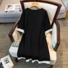 Plus Size Slimming Loose Round Neck Mid-Length Short-Sleeve Women's T-Shirt 7010 (200-350 Jin)