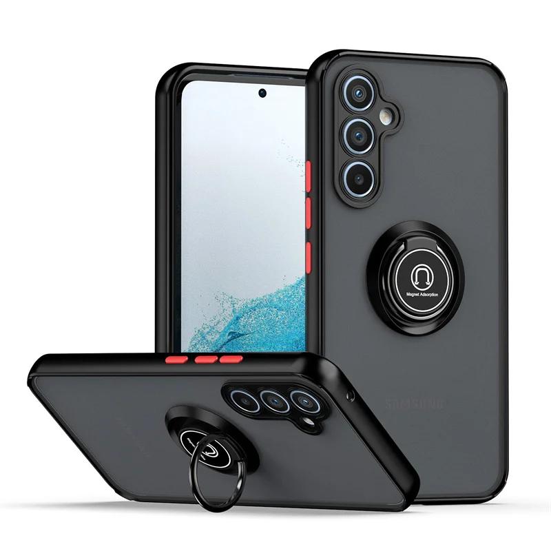 Shockproof Matte PC Armor Case For Samsung Galaxy A06 A16 A26 A36 A56 A15 A25 A35 A55 A54 A53 A52 5G Magnetic Ring Holder Cover