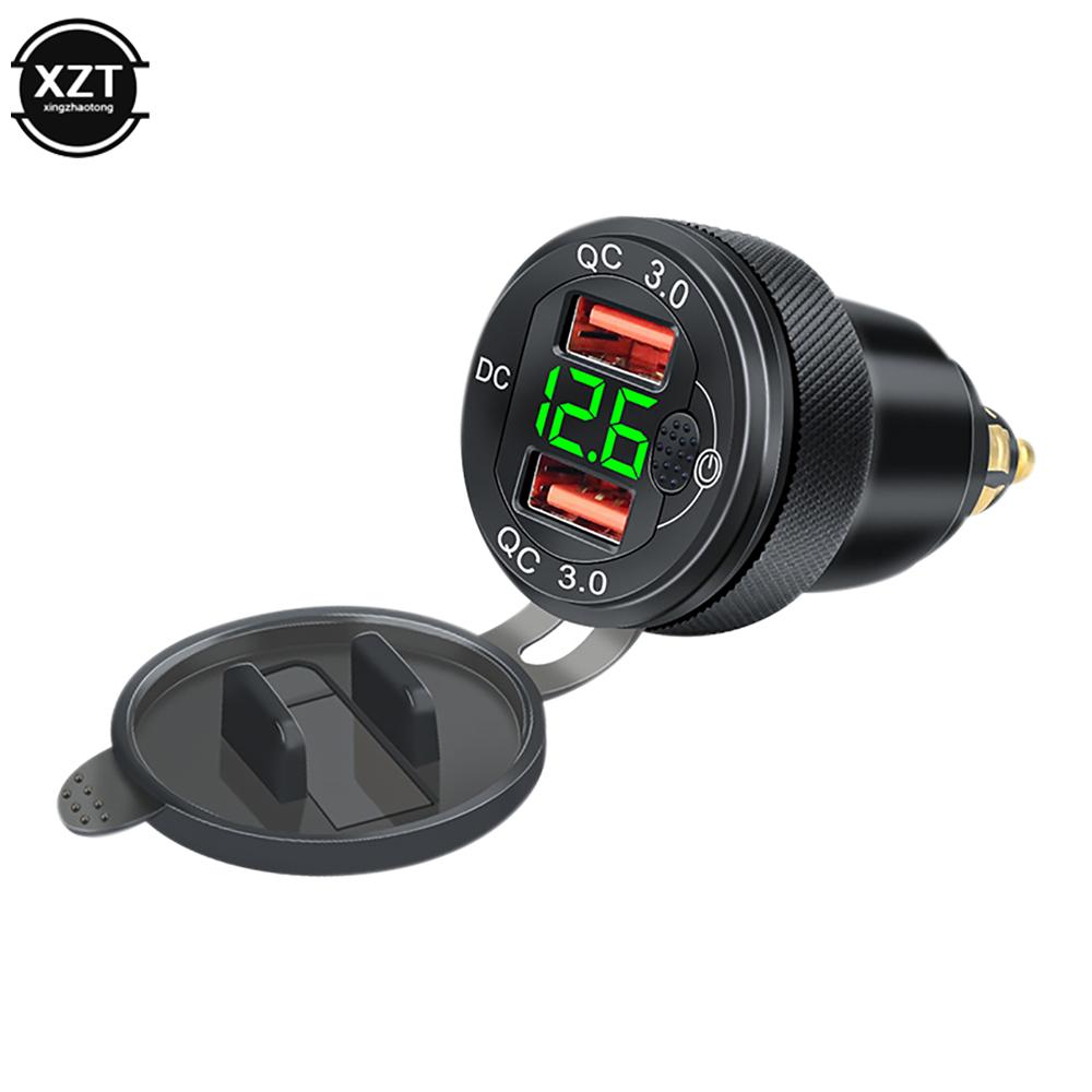 Nabíječka do auta Duální USB Rychlá nabíječka 12-24V QC3.0 nabíjecí adaptér z hliníkové slitiny pro