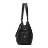 Ladies' Fashionable Retro Lychee Patterned Tote Bag, Large Capacity Washed Multi Pocket Shoulder Bag