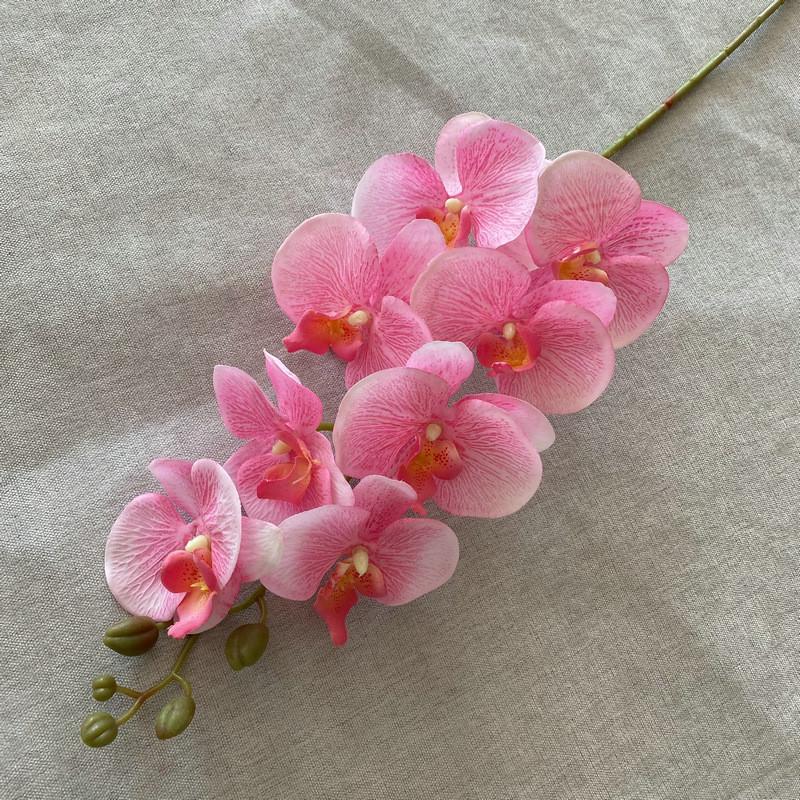 8head Peach Suede Orchid Artificial Plant For Wedding Reception And Home Decor