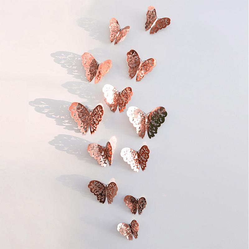 12Pcs 3D Hollow Butterfly Wall Sticker For Home Decoration DIY Wall Stickers For Kids Rooms Party Wedding Decor Butterfly Fridge
