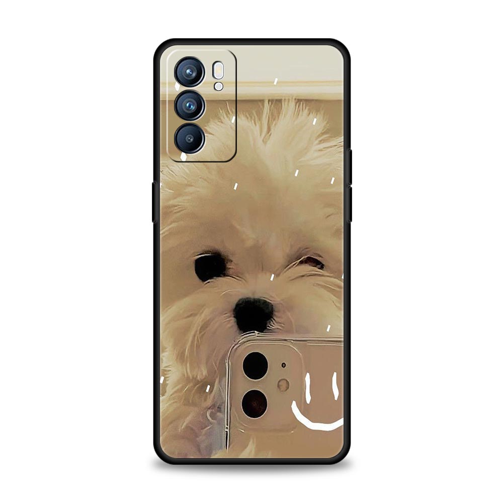 Cute Little Dog Phone Case For Oppo Reno 13 12 11 10 7 F Find X5 X6 A98 A80 A79 A78 A57 A54 A31 A17 Pro 5G Soft TPU Cover Capas