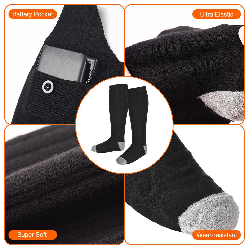 Wiederaufladbare beheizbare Socken für Männer Frauen 5V 5000mAh Batteriebetrieben Kaltes Wetter Waschbar Winter Thermische Wärmesocken