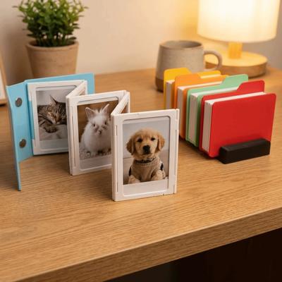 Hinge Design Foldable Photo Frame Square Photo Frame Organizer Creative Desktop Photo Frame Office
