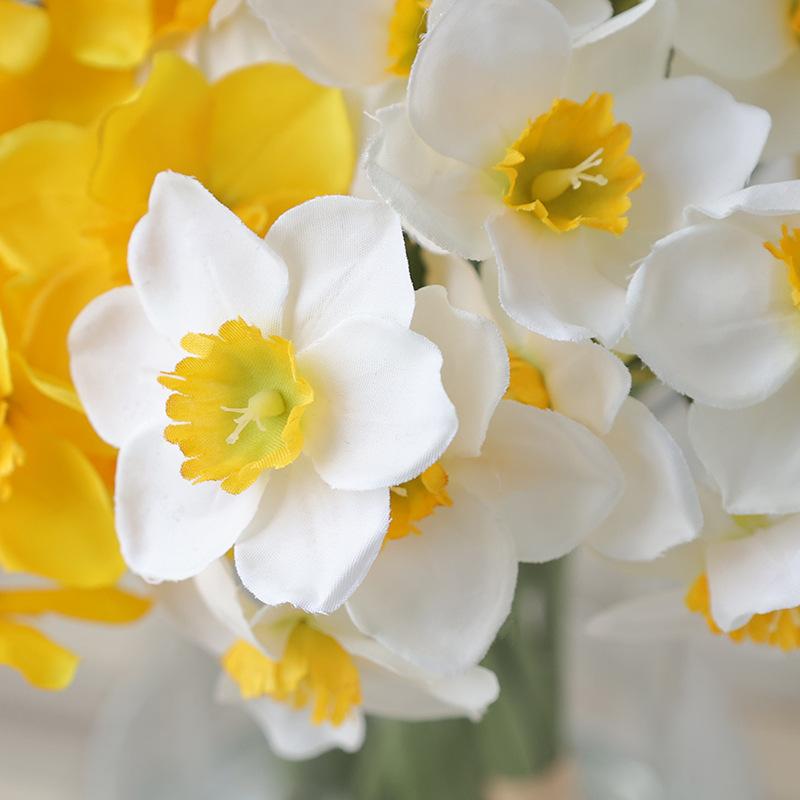 Narcissus bouquet silk cloth 6 sticks hand tied wedding fake flower home ornament