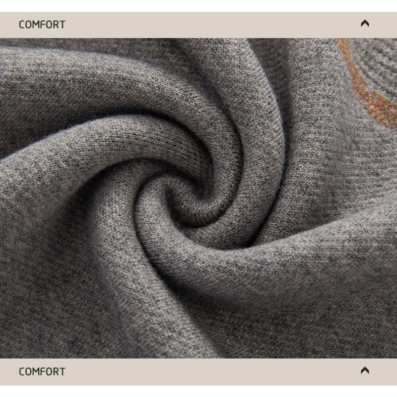 Men S Thick Striped Round Neck Long Sleeve Knitted Pullover Sweater Business Casual