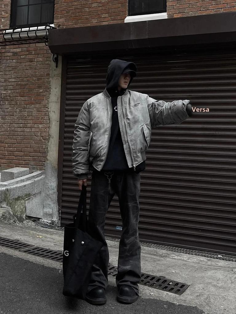 American Style Pleated Cotton Coat: Men's Winter Flight Suit, Loose Warm Baseball Jacket