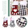 Christmas Stockings Black and White Plaid Dog Paw Stocking Hanging Christmas Tree Gift Bag Candy Bag Christmas Tree Decoration Accessories