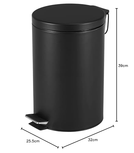 [BLKP] PEARL METAL Slow-Closing Pedal Bin, 12L, Limited Edition, Matte Black, N-7817