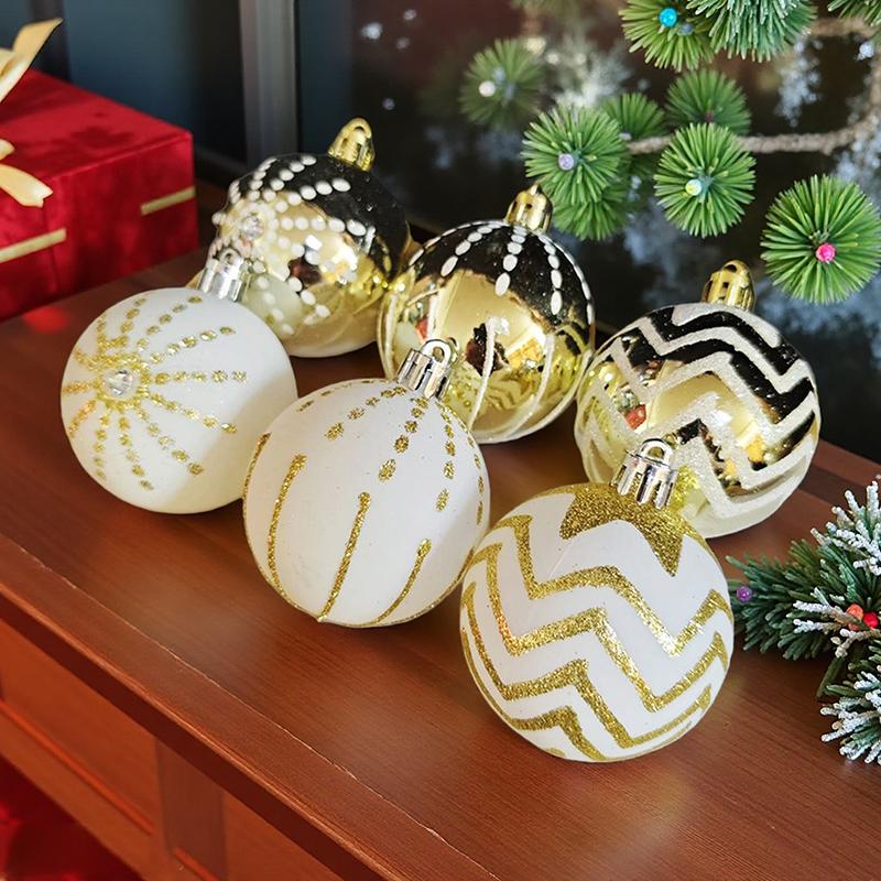 Y 6Pcs 6CM Christmas Balls Hanging Xmas Tree Pendant Ornaments for Party Wedding Decor New Year Navidad Gifts  Home Decoration