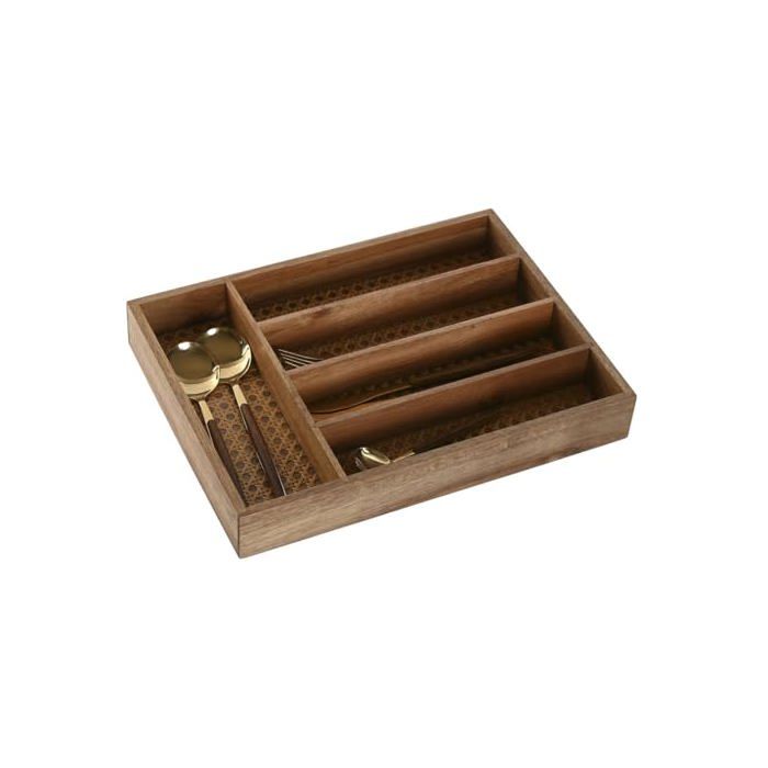 Organiseur pour couverts en acacia - Home ESPRIT - Multicolore - 25,5x34,5x5 cm - Naturel