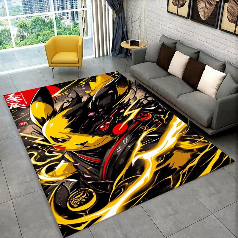 Cute Pokemon Pikachu Cartoon Carpet Rug for Playroom Bedroom Living Room Sofa Home Decor,kid Game Area Rug Non-slip Floor Mat