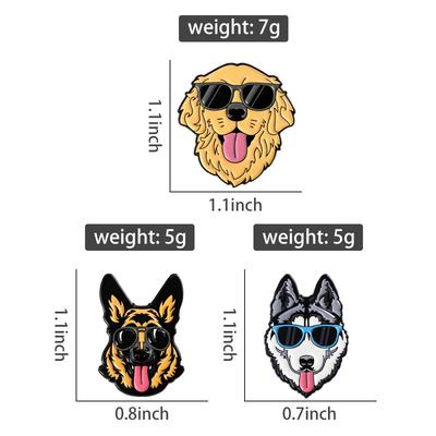 Cool Dogs Enamel Pins German Shepherd Golden Retriever Husky Brooches Lapel Badge Jewelry Gift for Dog Parent Friends