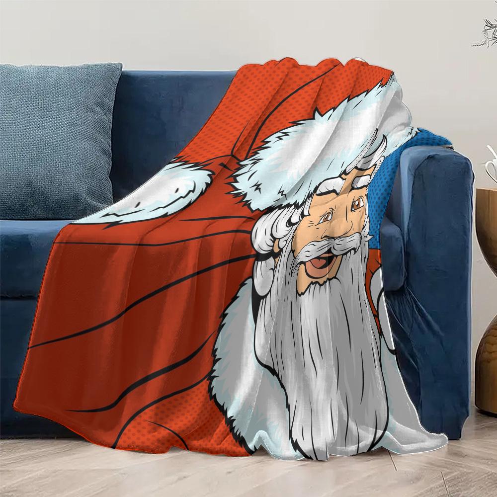 Santa Claus Throw Blanket Christmas Reindeer Festive Holiday Cozy Fleece Bedding Gift Decor Holiday Home Decor Xmas Gift