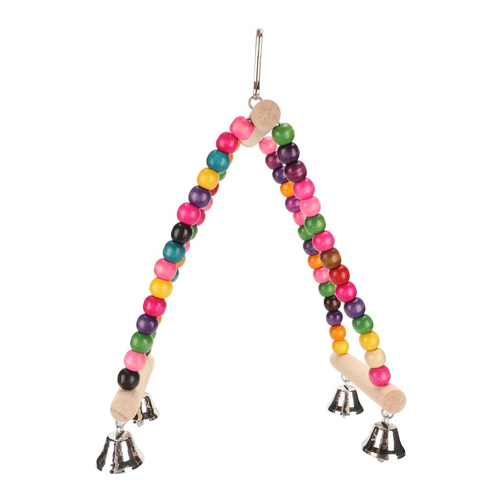 Wooden Beads Bird Swing Toy Colorful Half Circle Bird Swing Perch Cage Toys for Parrots