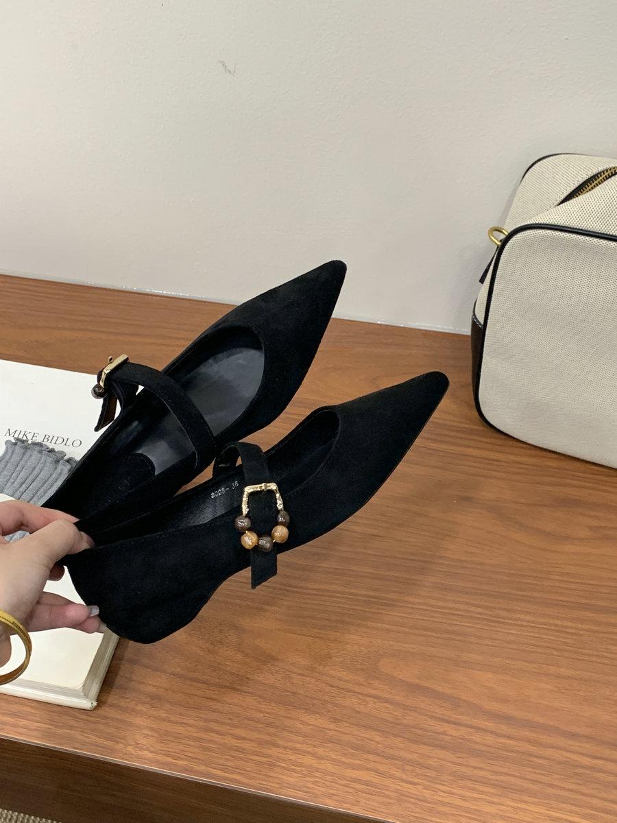 

Belt buckle suede Mary Jane shoes women s inner height increase pointed single shoes 2025 spring and autumn new temperament shallow mouth women s shoe 39 темно-коричневого