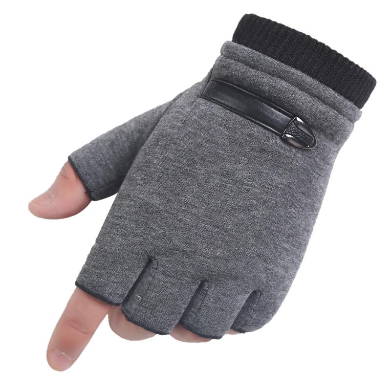 Non-recessed Velvet Half Finger Gloves In Autumn and Winter Men and Women Drive Outdoors To Keep Warm and Cold Proof Computer Keyboard Gloves