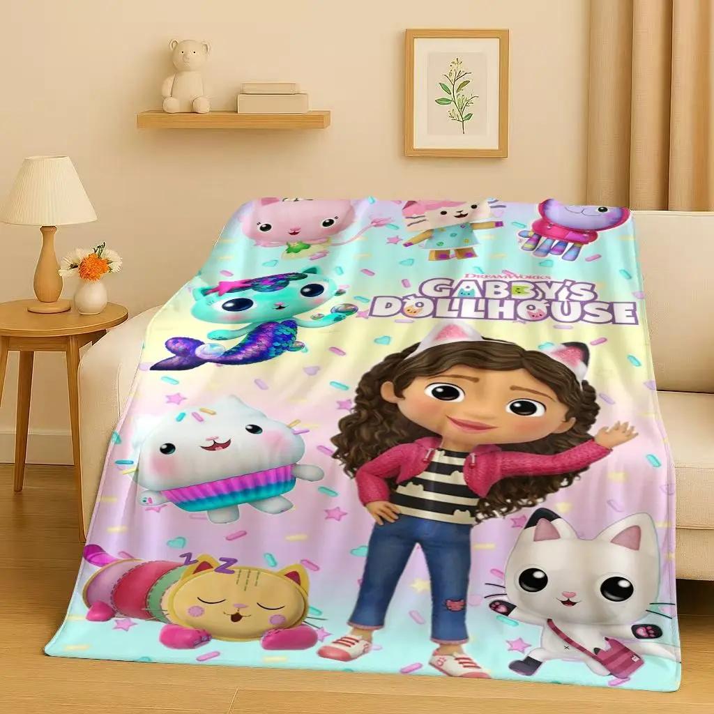 HD Niedliches Gabi's Puppenhaus Cartoon Flanelldecke, Ultra Weiche Warme Plüschdecke für Zuhause Schlafzimmer Bett Sofa Abdeckung Picknick Mädchen Geschenk