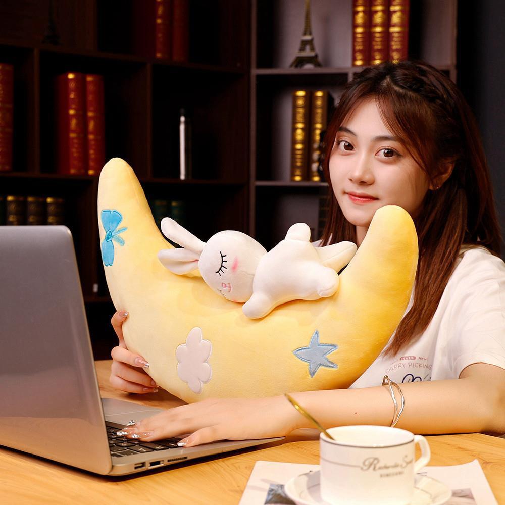 Süßer zartrosa Mond Mondhase Puppe Kissen Hase Puppe Kinder Plüschtier Geschenk