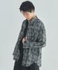 Ladeuedisyeon Gray Vintage Washed Oversized Check Shirt_Black