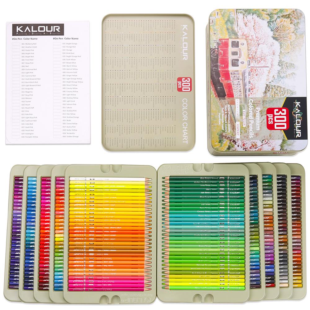 Manufacturer's 300-Color Oil-Based Art Drawing Pencil Set - Round Barrel