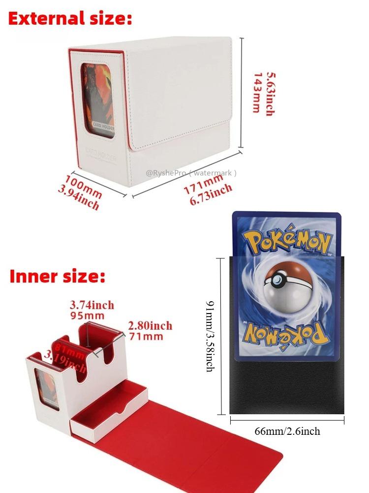 3 In 1 Commander Deck Box with 150 Premium Card Sleeves 66x91mm Trading Card Storage Box for MTG TCG PKM Cards with Dice Tray