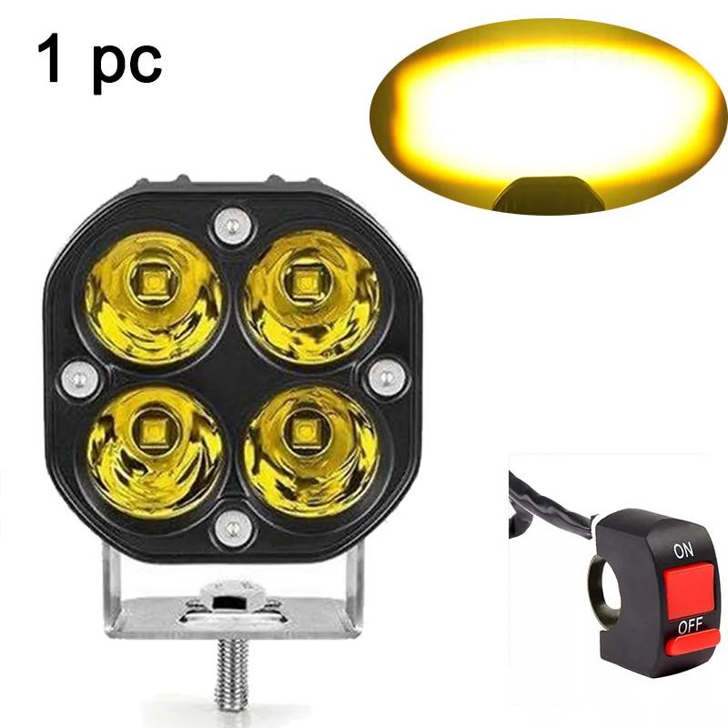 

3-дюймовые 40 Вт белые янтарные фары для мотоцикла, светодиодные рабочие фары, квадратные прожекторы для внедорожных тракторов 4x4, грузовиков, автомобилей, противотуманные фары