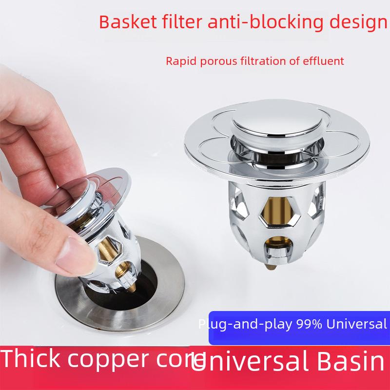 Universal Leak-Proof Brass Pop-Up Bathroom Sink Stopper