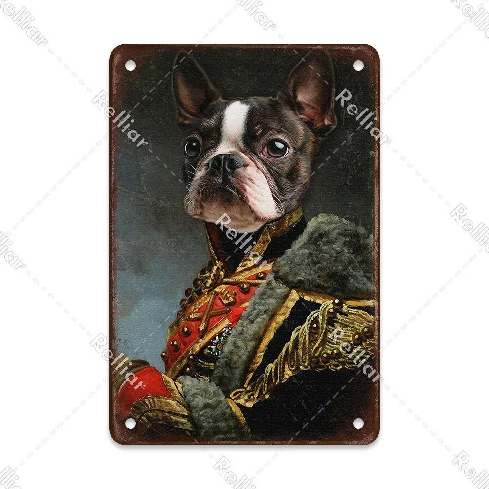 Metal Sign Gentleman Dog Wall Decor, Vintage Tin Plate for Living Room 20x30 cm