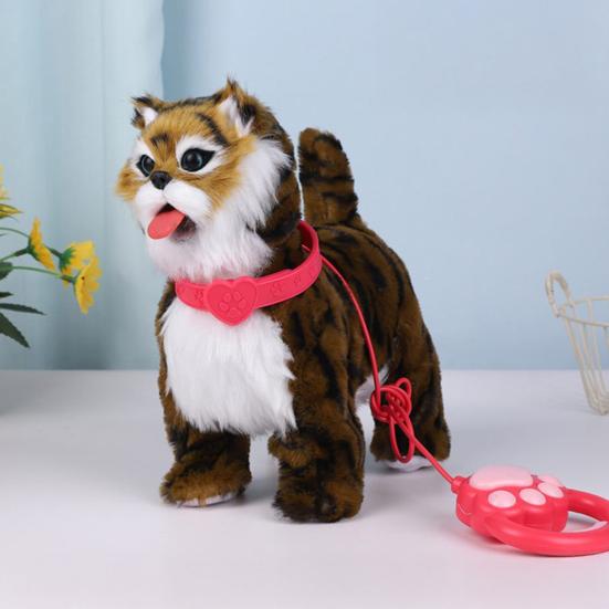 Yousheng Electric Plush Dog Toy with Leash Licking Tongue Walking Puppy Plushie with Touch Sensing Lifelike Sounds Toddlers Interactive Simulation