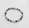 XF Multicolor Four-leaf Clover Bracelet Rainbow Tennis Bracelet Chic Alloy Bangle Luxurious Fashion Jewelry for Women